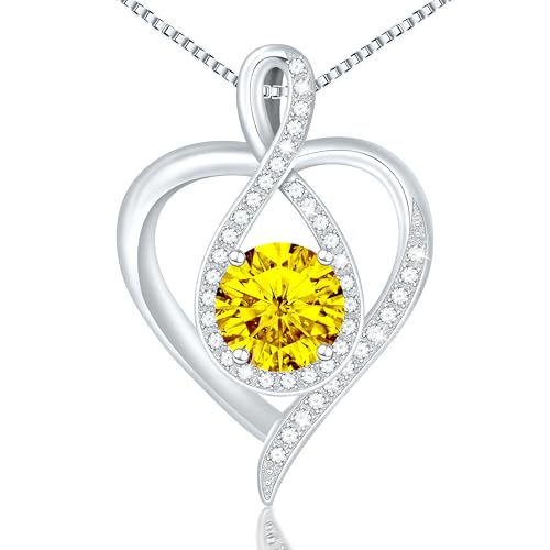 925 Sterling Silver Infinity Heart Necklace for Women, Rhodium Plated Cubic Zirconia Pendant Gift for Girlfriend Wife Mom - Anniversary Valentine's Day Birthday Present with Elegant Gift Box - color: Silver-11-Nov