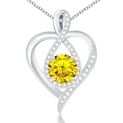 925 Sterling Silver Infinity Heart Necklace for Women, Rhodium Plated Cubic Zirconia Pendant Gift for Girlfriend Wife Mom - Anniversary Valentine's Day Birthday Present with Elegant Gift Box - color: Silver-11-Nov