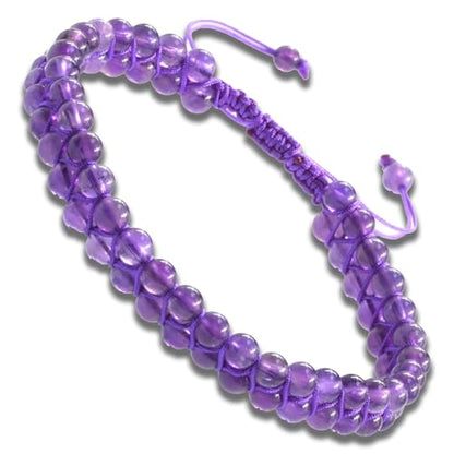 MASSIVE BEADS Double Layer Natural Chakra Healing Power Crystals Macrame Bracelet Yoga Stone Beads Gemstone Meditation Relax Anxiety Bangle for Unisex Women Men - color: Amethyst, size: 4mm