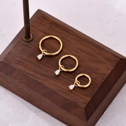 Ourania 16G Gold Stainless Steel Zircon Dangle Huggie Hoop Rook Piercing Helix Hoop Earring Tragus Hoop Cartilage Piercing for Women - color: Triangle Gold 2PCS, size: 1.2*10mm 2pcs