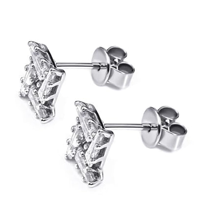 Moissanite Stud Earrings for Women, DF/VVS Clarity, Sterling Silver with 18K White Gold Plated - style: 0.8 Carat Geometric