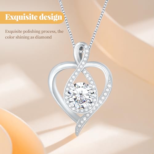 925 Sterling Silver Infinity Heart Necklace for Women, Rhodium Plated Cubic Zirconia Pendant Gift for Girlfriend Wife Mom - Anniversary Valentine's Day Birthday Present with Elegant Gift Box - color: Silver-04-Apr