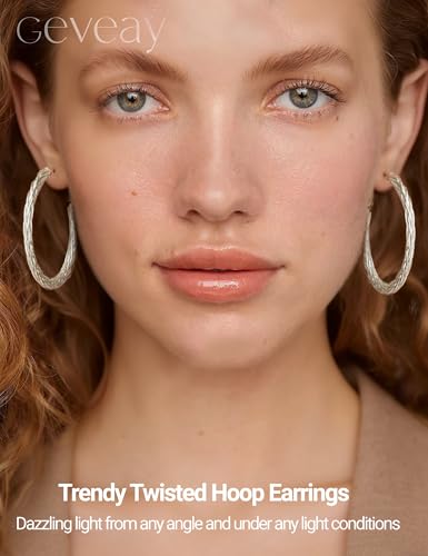 3MM Wide Silver Hoop Earrings for Women Hypoallergenic 925 Sterling Silver Post Hoop Earrings Lightweight Large Big Twisted Silver Hoop Earrings for Everyday Wear 30MM/40MM/50MM - color: 50MM Sillver