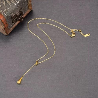 Choistily Gold Lariat Necklace for Women Dainty Long Necklaces Y-Shaped Layered Drop Necklaces Trendy Simple Statement Jewelry for Wedding, Prom, Summer Vacation Gifts - color: Gold