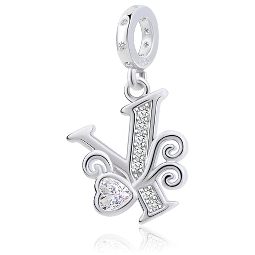 925 Sterling Silver Letter Charms for Pandora Bracelets Silver Letter A Alphabet Charm Initial Dangle Charms Beads Jewelry Gift for Women - style: Dangle Letter Charm Y