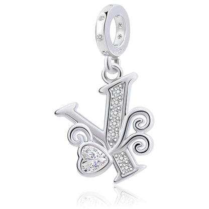 925 Sterling Silver Letter Charms for Pandora Bracelets Silver Letter A Alphabet Charm Initial Dangle Charms Beads Jewelry Gift for Women - style: Dangle Letter Charm Y