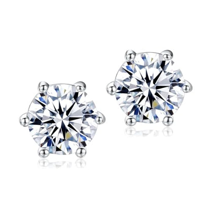 DAYBYDAY 925 Sterling Silver Birthstone Earrings for Women, Crystal Stud Earrings, 6.5mm Round Cut Solitaire Gemstone Earrings Birthday Jewelry - style: Round Cut-04. Apr/5a cubic zirconia