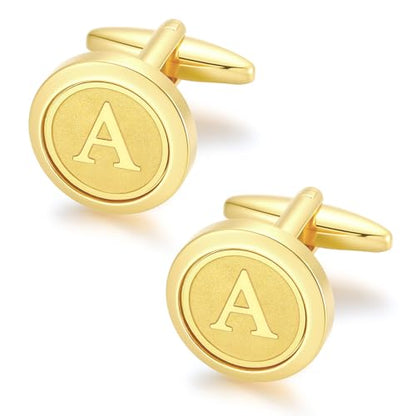 GWD Initial Cufflinks for Men Classic Cuff links Mens Letter Shirts CuffLinks Wedding Gift - color: A