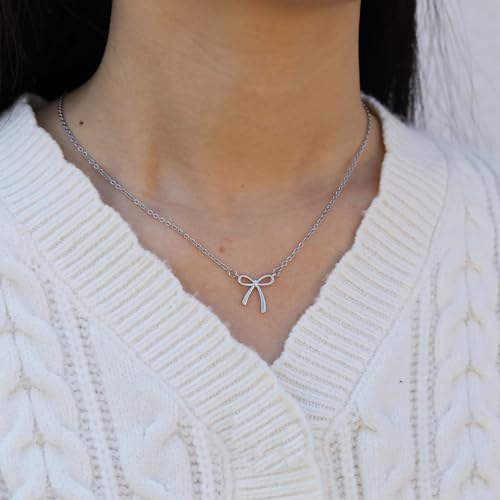 RZKING Silvery Necklace for Women, Gifts for Friend Mom Daughter Teacher - style: Bow