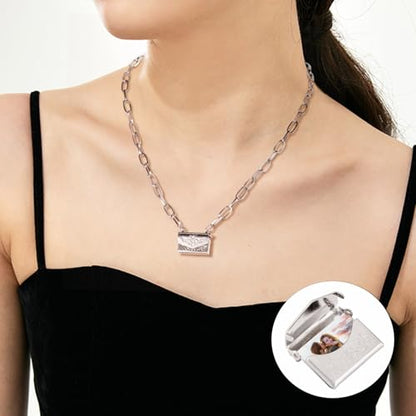 Elecrelive Locket Pendants Photo Frame Charms Memory Photo Charms Heart Locket Photo Frame Pendants - color: 2 Colors - Rectangle