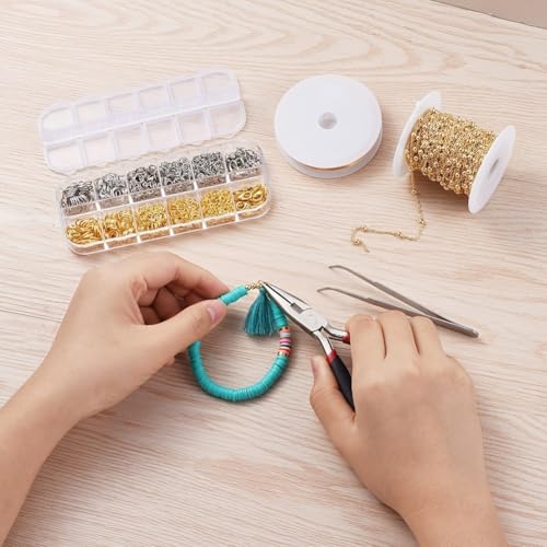 Echoed Elegance 1188PCS Jump Rings for Jewelry Making Kit, Jump Rings and Necklace Clasps with Pliers Tools for Jewelry Making Supplies and Necklace Repair (Set A) - color: Set A