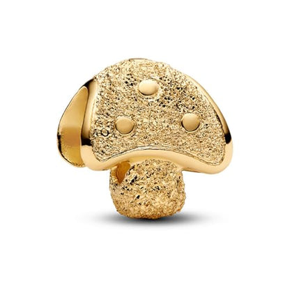 S925 Bead Pendant Charms for Bracelets Necklaces, Compatible with Pandora, Jewelry Making DIY - style: 14K Gold Lated Textured Mashroom Charm