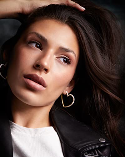 MILLA Heart Hoop Earrings, Silver & Gold Heart Earrings For Women | These Glimmering Heart Hoops are Available in Gold, Rose Gold or Silver Plated Heart Shaped Earrings - color: 14K Gold Plated