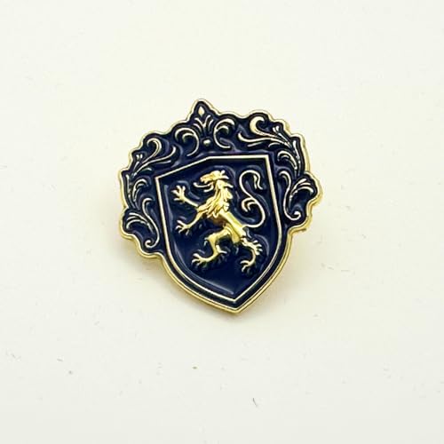 Men’s Cufflinks, Tie Bar, and Tie Pin Set – Royal Blue on Gold with Raised Lion Crest, Gift-Boxed for Business and Formal Occasions - color: Royal Blue on Gold