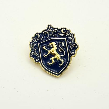 Men’s Cufflinks, Tie Bar, and Tie Pin Set – Royal Blue on Gold with Raised Lion Crest, Gift-Boxed for Business and Formal Occasions - color: Royal Blue on Gold