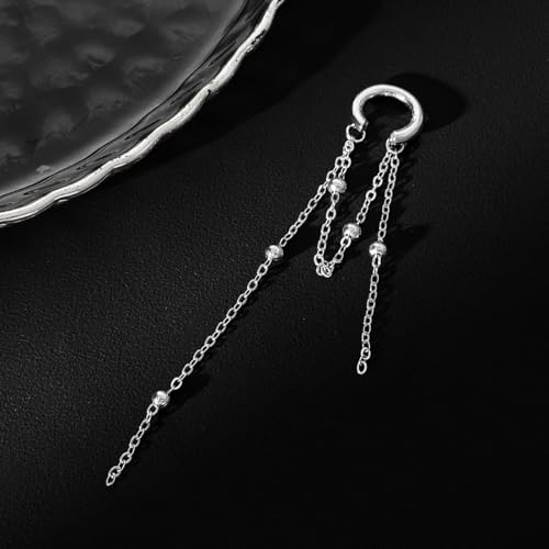 Heart Pearl Hoop Earrings Sliver Long Tassel Chain Huggie Hoop Earrings Pearl Beaded Drop Earring for Women Wedding Jewelry - color: bead