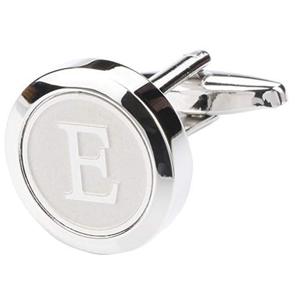 Mens Classic Stainless Steel Initial Cufflinks 26 Alphabet Initial Letter Cufflinks Business Wedding Shirts A-Z - style: E