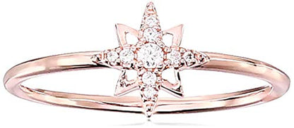 Amazon Essentials Cubic Zirconia North Star Dainty Demi Fine Ring in Sterling Silver - color: Rose Gold, size: 7