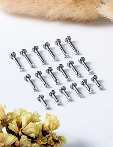 14G Lip Rings Stainless Steel Tragus Helix Conch Piercing Jewelry Snake Bite Piercing Monroe Lip Rings Labret Medusa Cartilage Lobe Earrings Studs Piercing Jewelry 6MM 8MM 10MM Silver 18PCS - color: 14G-2MM
