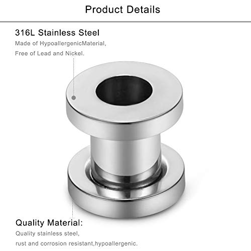 Lcolyoli Screw Fit Ear Gauges Kit Surgical Steel Tunnel Expander Earrings Earlobe Plugs Body Piercing Jewelry Set for Women Men 14G-00G 12 Pieces - style: f: 12Pcs-6 Colors-2G