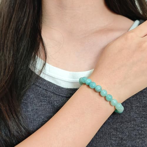 Natural Healing Gemstone Bracelet Handmade Yoga Stretch Elastic Bracelet Stress Relief Crystal Jewelry for Men and Women - color: Amazonite (Enhance Love and trust.), size: 8mm