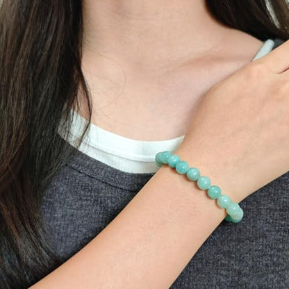 Natural Healing Gemstone Bracelet Handmade Yoga Stretch Elastic Bracelet Stress Relief Crystal Jewelry for Men and Women - color: Amazonite (Enhance Love and trust.), size: 8mm