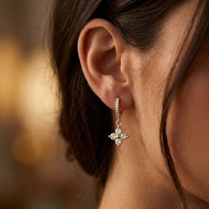 Mchic Dangle Earrings for Women: 18K Gold Plated CZ Drop Earrings Dainty Trendy Hypoallergenic Teardrop Bridal Wedding Style, Sparkly Elegant Dangling Jewelry Gift for Women Bridesmaid Prom Formal - color: Style 6-Gold