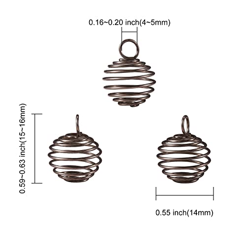 LiQunSweet 10 Pcs Stainless Steel Wire Round Spiral Bead Cage Charm Wire Wrap Gemstone Holder Pendants for Jewelry Making and Crafting - color: Stainless Steel Cage_14mm