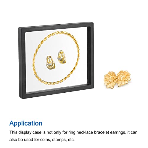 MECCANIXITY Floating Frame Display Holder Stand 3D Jewelry Display Box 7.09 x 7.09 x 0.79 inch Black for Ring Necklace Bracelet Earring Pack of 2 - color: Black, size: 7.09 x 7.09 x 0.79 inch
