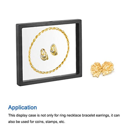 MECCANIXITY Floating Frame Display Holder Stand 3D Jewelry Display Box 7.09 x 7.09 x 0.79 inch Black for Ring Necklace Bracelet Earring Pack of 2 - color: Black, size: 7.09 x 7.09 x 0.79 inch
