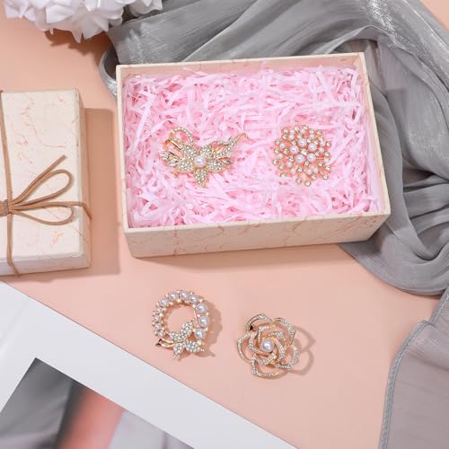 Pearl Flower Brooches for Women for Wedding Appreciation Ceremony | 4Pcs Glod Crystal Floral Pins, 4 Stlye Rhinestone Pearl Brooch, Fashion Elegant Golden Pins