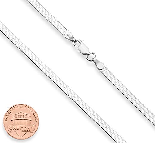 Miabella Italian 925 Sterling Silver, 18K Gold Plated Herringbone Necklace | 3.5mm Flat Snake Chain, Fine Jewelry for Women, Made in Italy - size: Length 18 Inches, style: sterling silver