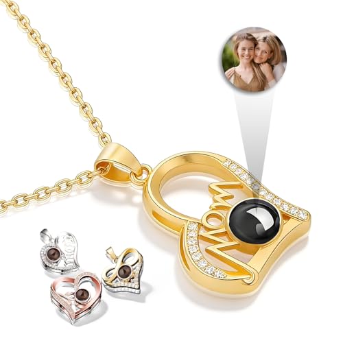 Personalized Picture Necklace Custom Projection Necklace With Photo Inside | Picture Charm Necklace Photo Gifts For Women Her Mom Wife Girlfriend On Valentines Mothers Day Christmas Anniversary Romantic - color: Pendant 2