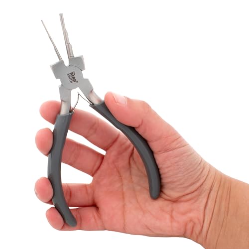 The Beadsmith Micro Wire Looping Pliers | Create 6 Sizes (Ranging 1-4mm) of Loops & Jump Rings, 5.5" long (140mm), Polished Steel Head & PVC Comfort Handle - size: 1-4mm Wire Looping Pliers
