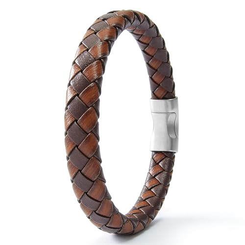 Italian Men's Leather Bracelet Jewelry Gift | Men's Accessory, Leather Band, Stainless Steel, Wrist Bracelet