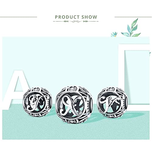 Letter Charms 925 Sterling Silver Initial A-Z Bead Charms | For Bracelets Necklaces, Hypoallergenic,Cubic Zirconia Alphabet Beads, Personalized Gifts for Women - color: A