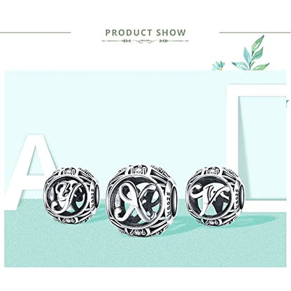 Letter Charms 925 Sterling Silver Initial A-Z Bead Charms | For Bracelets Necklaces, Hypoallergenic,Cubic Zirconia Alphabet Beads, Personalized Gifts for Women - color: A