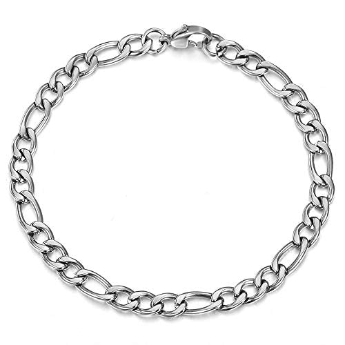 Trendsmax 5mm Figaro Link Chain Bracelet Gold Plated Stainless Steel Figaro Bracelet for Men Women 8/9inch