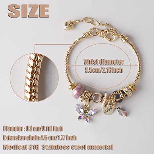 DS Charm Bracelets for teen girls exquisite cute cartoon friendship bracelet Gold Stainless Steel Bangle birthday Gift box Adjustable little girls kids jewelry holiday gifts - style: GOLD-2