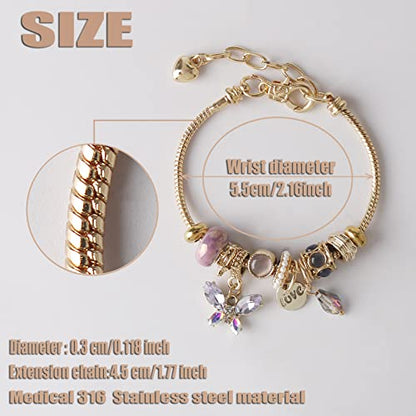 DS Charm Bracelets for teen girls exquisite cute cartoon friendship bracelet Gold Stainless Steel Bangle birthday Gift box Adjustable little girls kids jewelry holiday gifts - style: GOLD-2