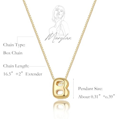 14K Gold Plated Bubble Letter Necklace, Tarnish Free and Waterproof Dainty Initial Necklace for Women, Trendy Personalized Gold Jewelry Gift for Her - color: Gold, style: B