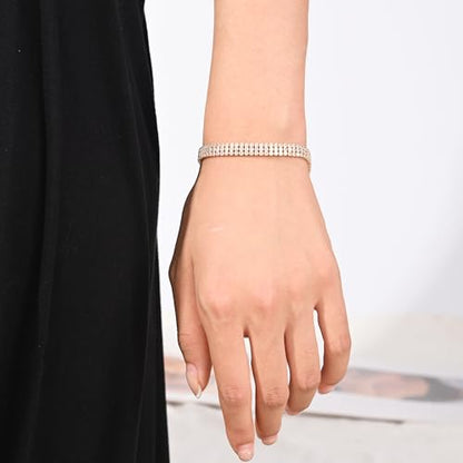 14K Gold & Silver Plated Lightweight Link Bracelet for Women | Stackable Bracelets ,14K Gold Plated Bracelets with CZ,Lightweight Trendy Chain Bracelet Jewelry Gift - style: tennis CZ