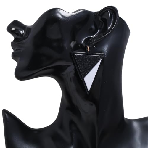 Black White Acrylic Earrings for Women Acrylic Triangular Drop Dangle Earrings Trendy Water Drop Two Tone Stud Earrings Geometric Resin Statement Earrings Jewelry - color: Triangular