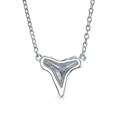 Bling Jewelry Nautical Fisherman Ocean Nautical Animal Hawaiian Shark Tooth Pendant Necklace For Women Teen Hammered Finished .925 Sterling Silver