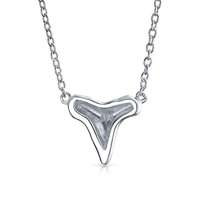 Bling Jewelry Nautical Fisherman Ocean Nautical Animal Hawaiian Shark Tooth Pendant Necklace For Women Teen Hammered Finished .925 Sterling Silver