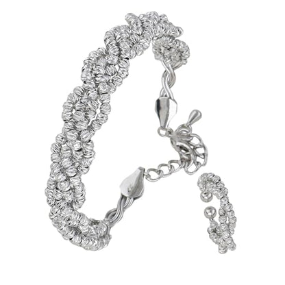 Bracelets for Women, Sliver Plated Trendy Bracelet and Ring Jewelry Set Adjustable Stainless Steel Bangle Bracelet Set for Love