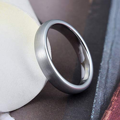 THREE KEYS JEWELRY Tungsten Wedding Band for Men Women Silver Polished | 1mm, 2mm, 4mm, 6mm, 8mm, Engagement Gift, Silver, Polished - color: Silver Brushed 4mm