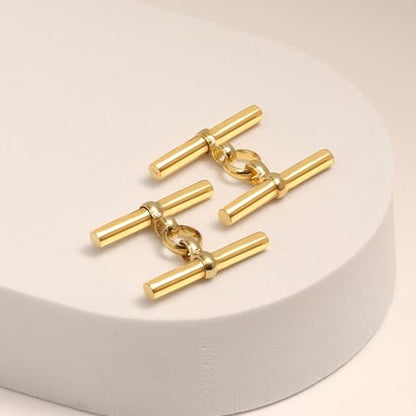 LeCalla 925 Sterling Silver Men's Cufflink | Silver Cufflinks For Men Jewelry | 14K Gold-Plated Cufflinks Business Wedding Shirt Accessories Gift for Son, Father, Husband - style: Gold-Plated T-Bar