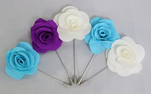 12 Pcs Flower Lapel Pins, Handmade Camellia Flower Boutonniere for Men Women Suit Wedding Party - color: 12X white-pin