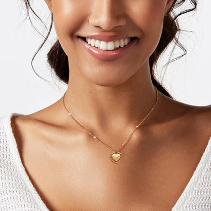 Zeffy Dainty Gold Heart Necklace for Women Trendy 14K Gold/Silver Plate Cute Heart Pendant Choker Necklaces Gold Love Heart Chain Necklace for Women Dainty Gold Jewelry Gifts for Women - style: Flower Heart Necklace-Gold